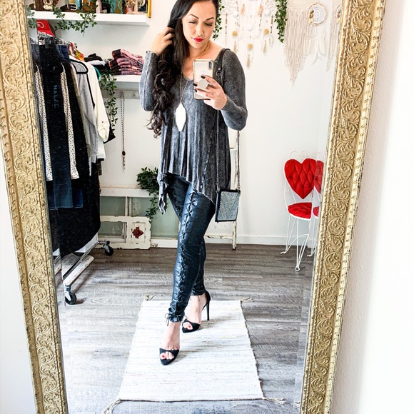 Lace Up Faux Leather Leggings - Picture 6 of 6